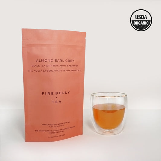 Black tea with almond and vanilla in compostable bag